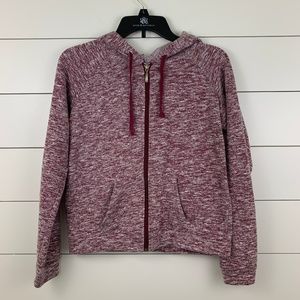 ambiance apparel burgundy speckle zipper jacket